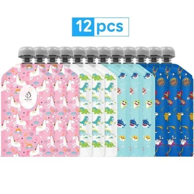 Buzio Reusable Food Pouches For Kids | 5Oz | 12 Packs